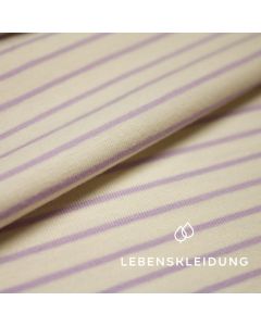 Bio Striped Stretch Jersey - Faded Lavender-Ecru