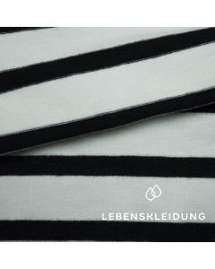 Organic Stretch Jersey fabric - striped Offwhite/Black