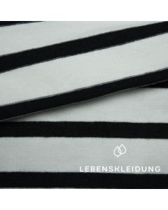 Organic Stretch Jersey fabric - striped Offwhite/Black