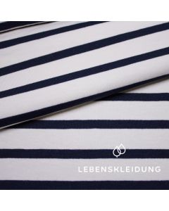 Organic Stretch Jersey fabric - striped Offwhite/Navy