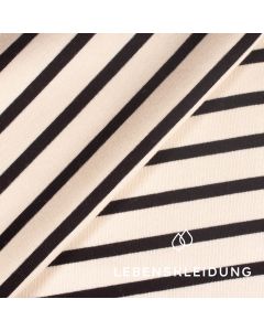 Tela orgánica Sweater knit fabric brushed striped - Black-Ecru