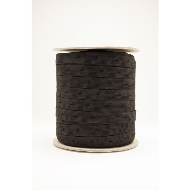 Bio Boutonnière élastique - 60% coton biologique 40 % caoutchouc naturel -  convient aux tissus légers à moyens - noir - 100 Mètres