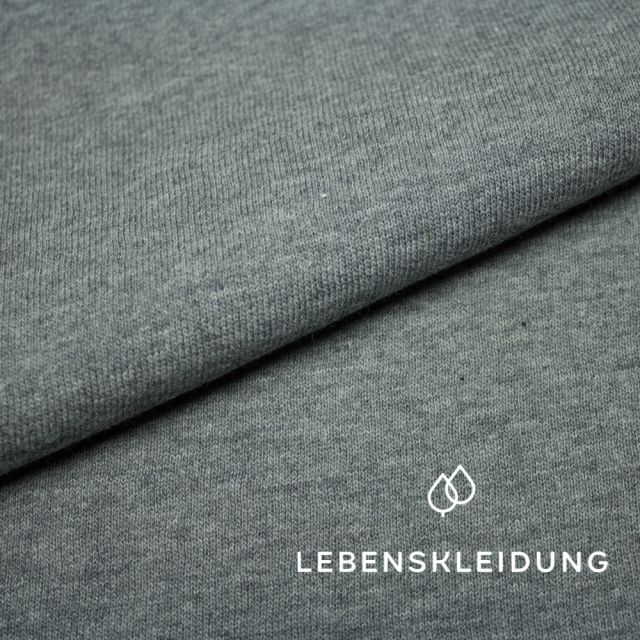 Organic Sweater knit fabric brushed - Grey marl - dark