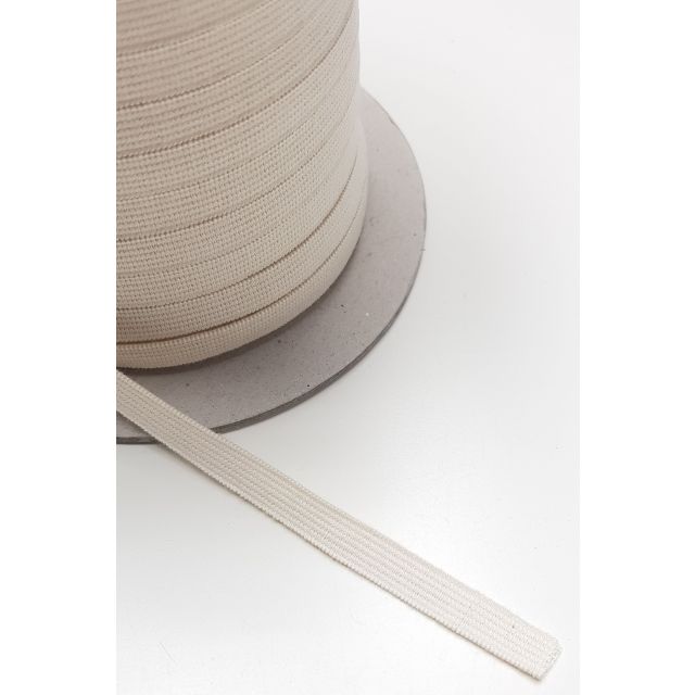 Organic Elastic Rubber band - 48% Organic Cotton 52% Natural Rubber -  for light to medium heavy fabrics - 9,5 mm -  Ecru  - 100 Meter