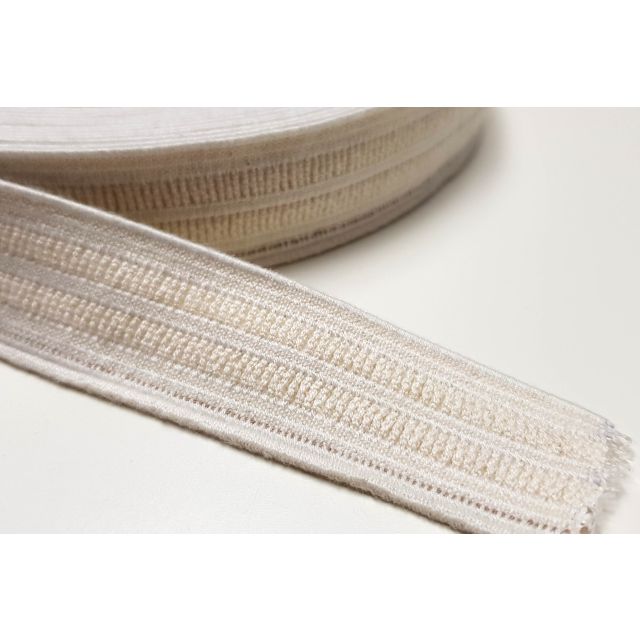 Tela orgánica Linen tape - 60% algodón orgánico 40% caucho natural -  adecuado para telas de peso ligero a medio - 25 mm -  Ecru 