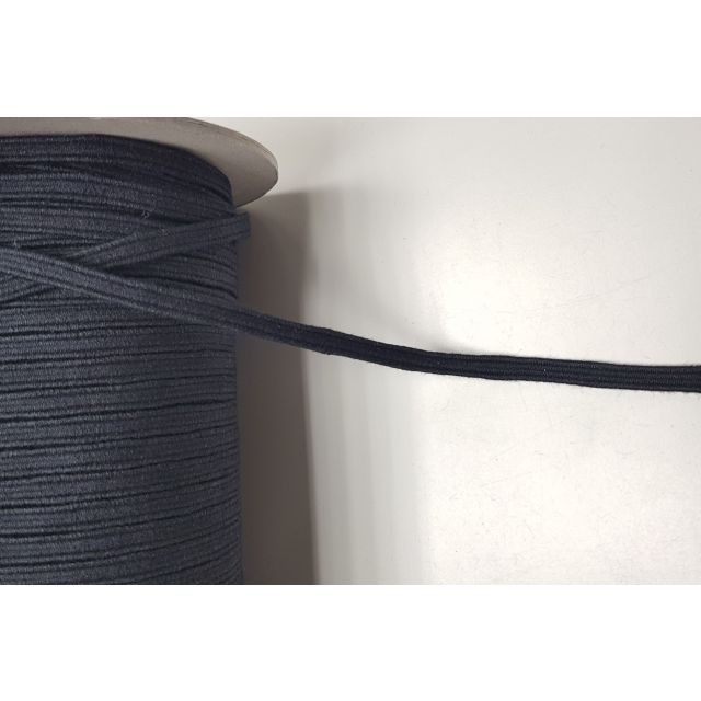Organic Elastic Rubber band - 60% Organic Cotton 40% Natural Rubber -  for light to medium heavy fabrics -  Black  - 100 Meter