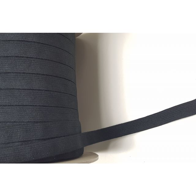 Organic Elastic Rubber band - 60% Organic Cotton 40% Natural Rubber -  for light to medium heavy fabrics - 13 mm -  Black  - 100 Meter