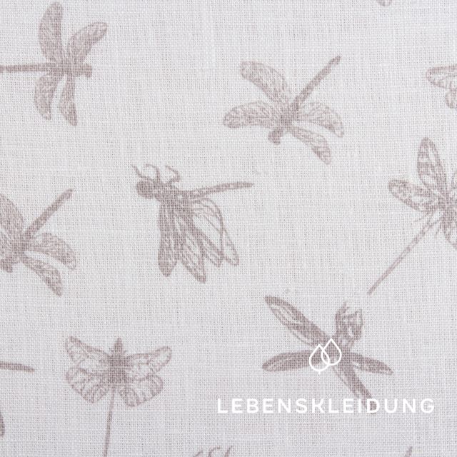 Linen fabric - dragonfly nature