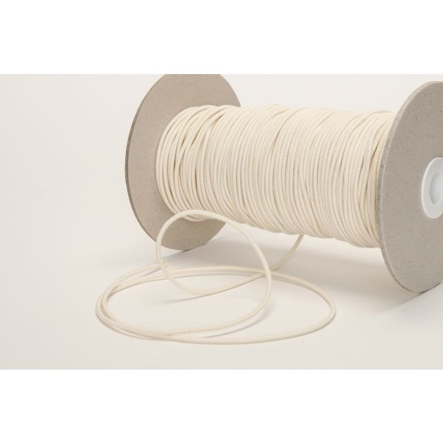 Organic Rubber cord - 40% Organic Cotton 60% Natural Rubber -  for light to medium heavy fabrics - 2,2mm Diameter -  Ecru  
