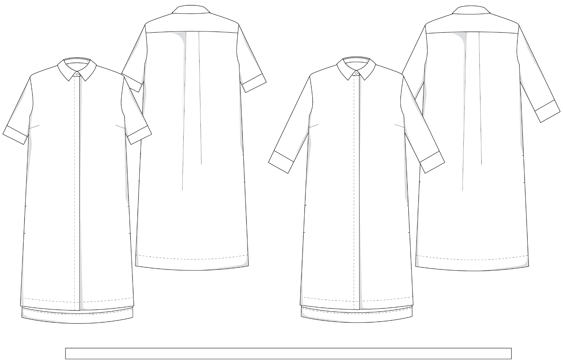 Technical Drawing Shirtdress With Hidden Buttons