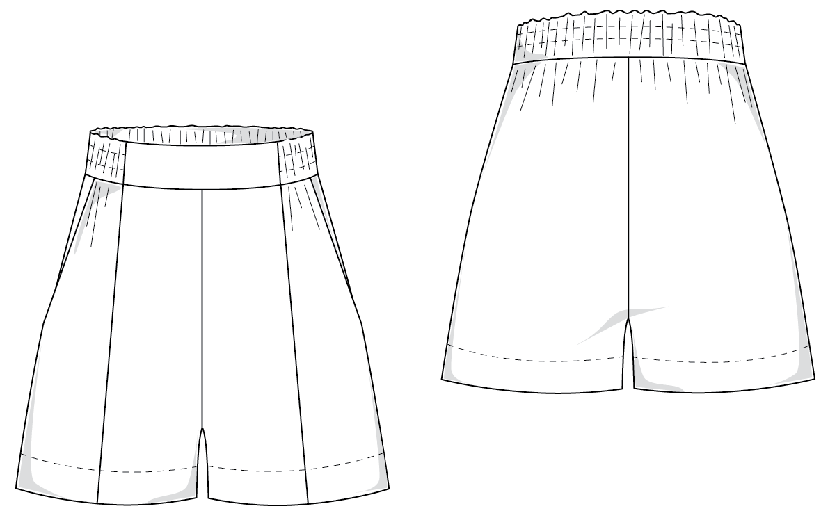 Technical Drawing High Waist Shorts