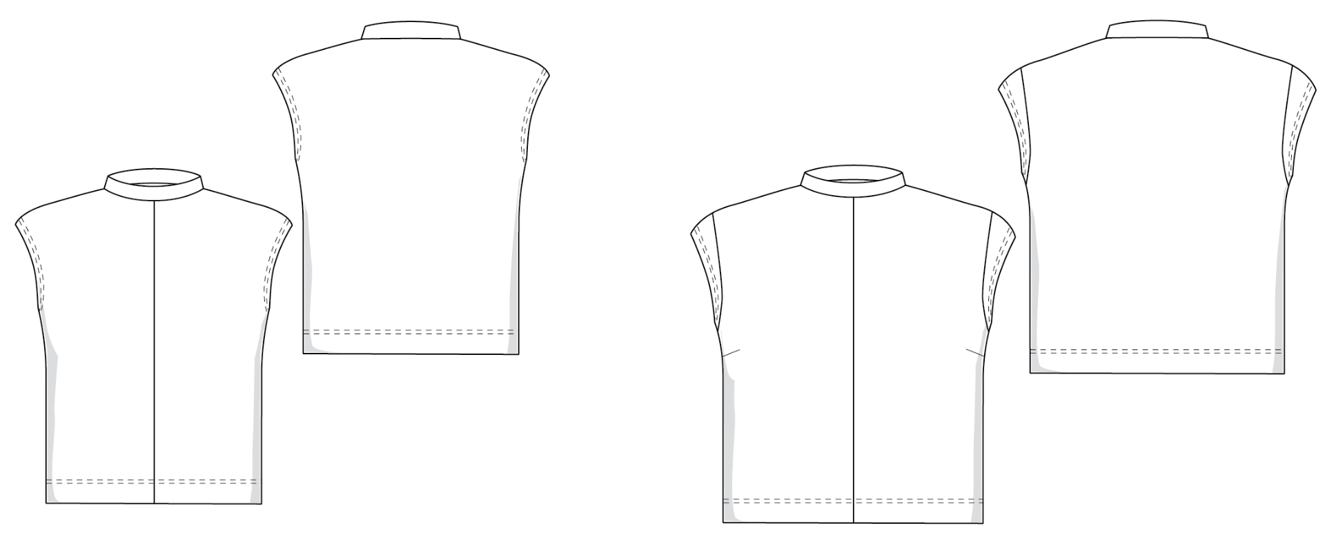 Technical drawing overcut shirt
